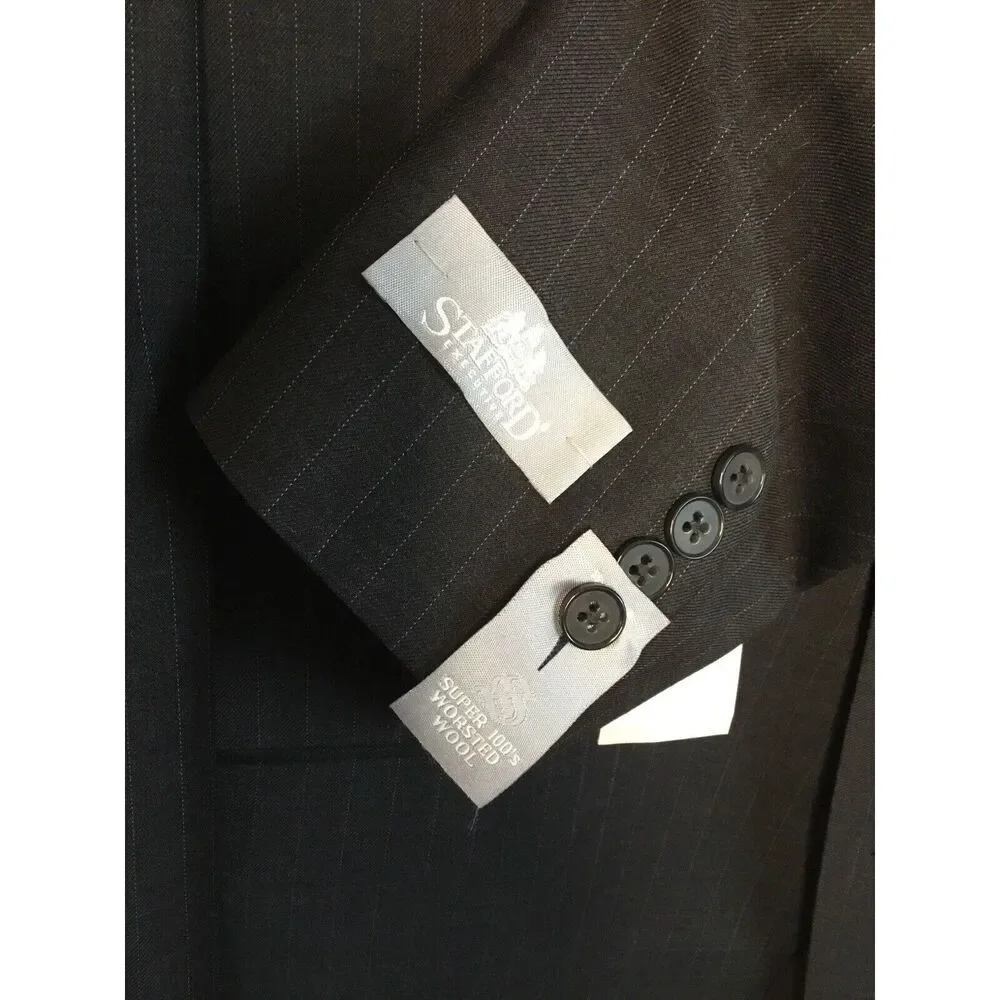 STAFFORD Executive - MEN'S BLACK WOOL BLEND‎ BLAZER JACKET SPORT COAT - SIZE 44L